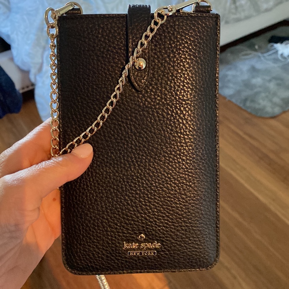 Kate spade Black leather iPhone and credit card cross body bag
